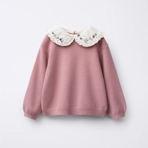 Zara - FLORAL PETER PAN COLLAR KNIT SWEATER